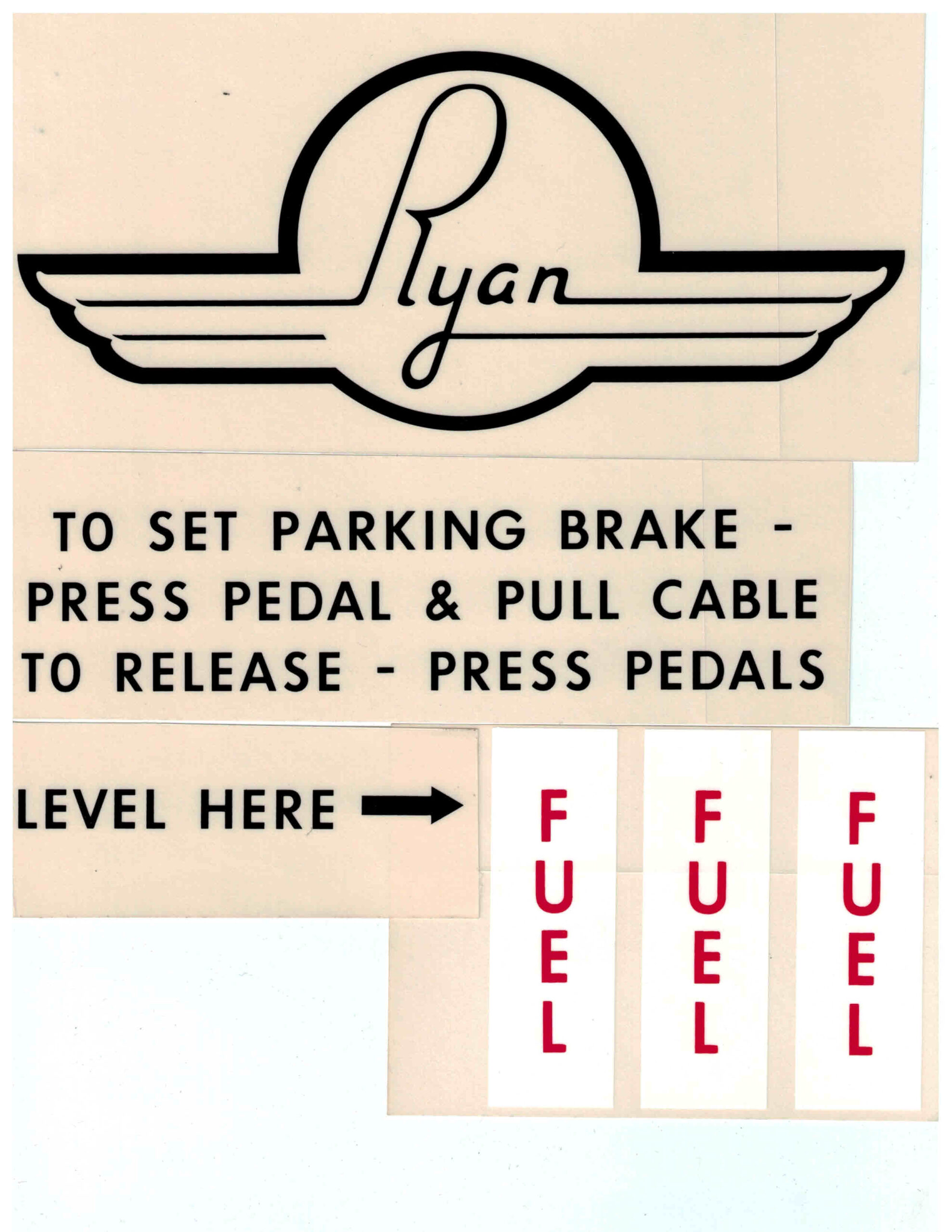 Ryan Aircraft Decal Set